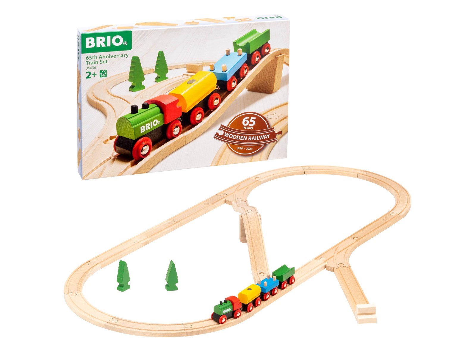 Brio BRIO 65 Jahre Holzeisenbahn Jubiläums-Zugset Brio BRIO 65 Jahre Holzeisenbahn Jubiläums-Zugset